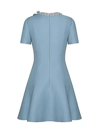 Embroidered Crepe Couture Short Dress