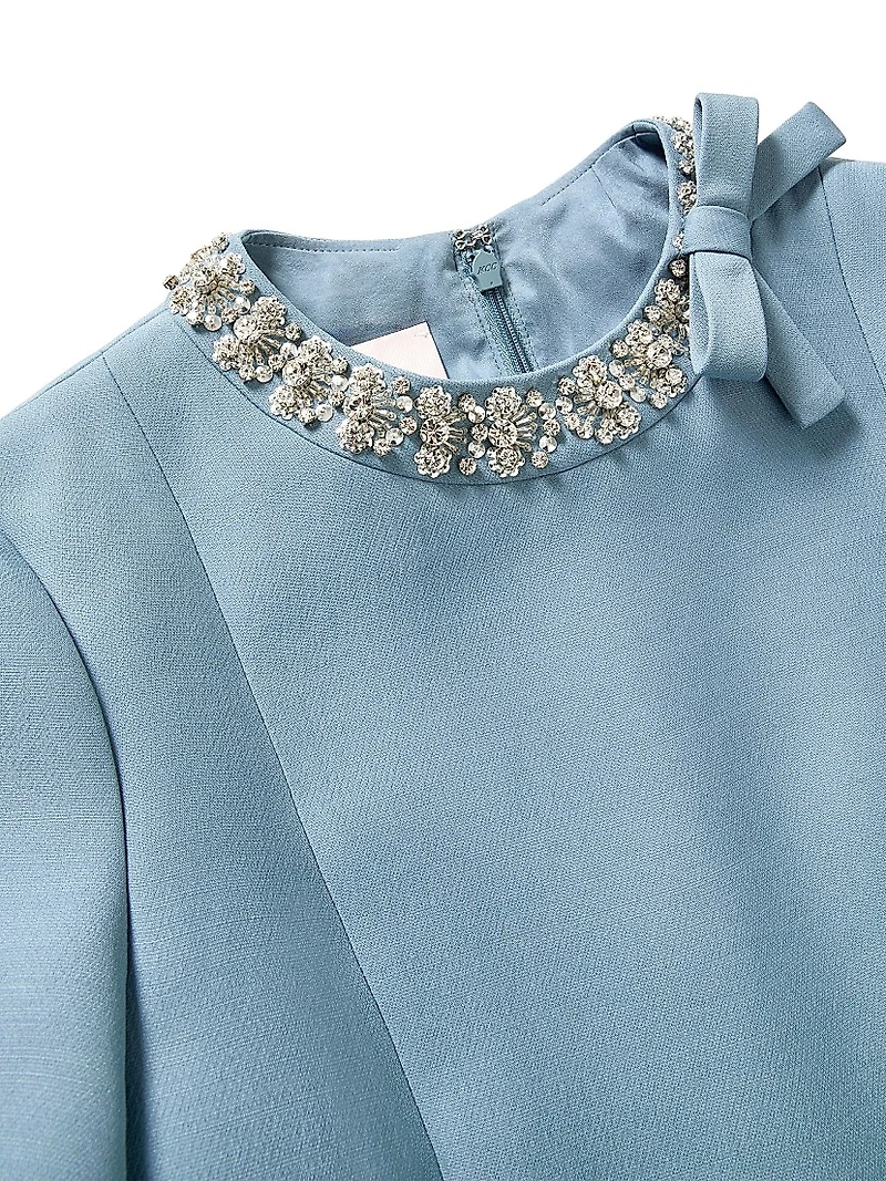 Embroidered Crepe Couture Short Dress