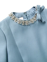 Embroidered Crepe Couture Short Dress