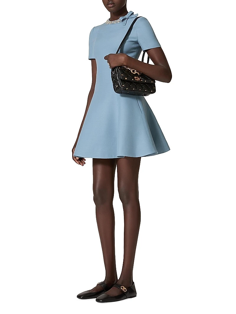 Embroidered Crepe Couture Short Dress