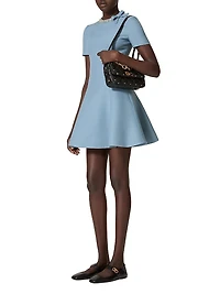 Embroidered Crepe Couture Short Dress