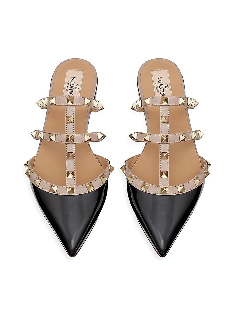 Rockstud Patent-Leather Mules