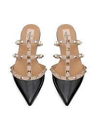 Rockstud Patent-Leather Mules