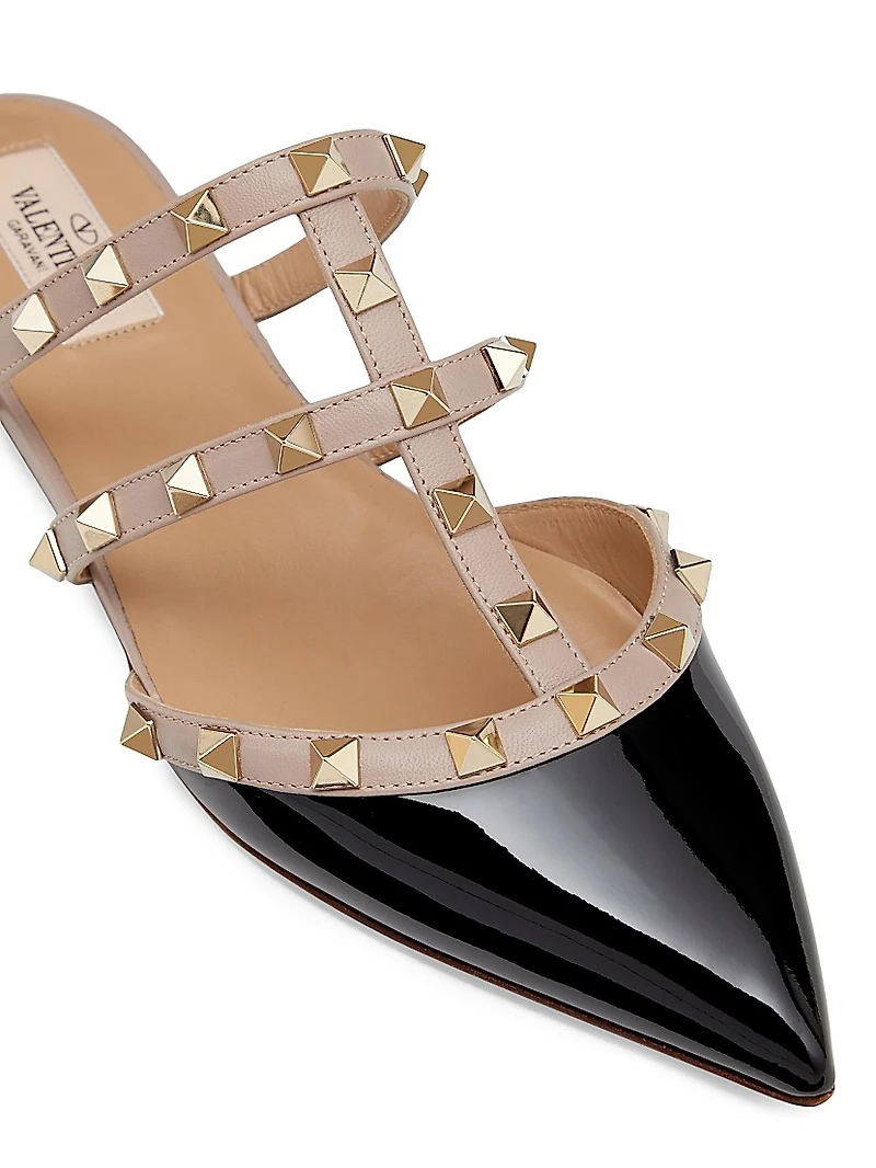 Rockstud Patent-Leather Mules