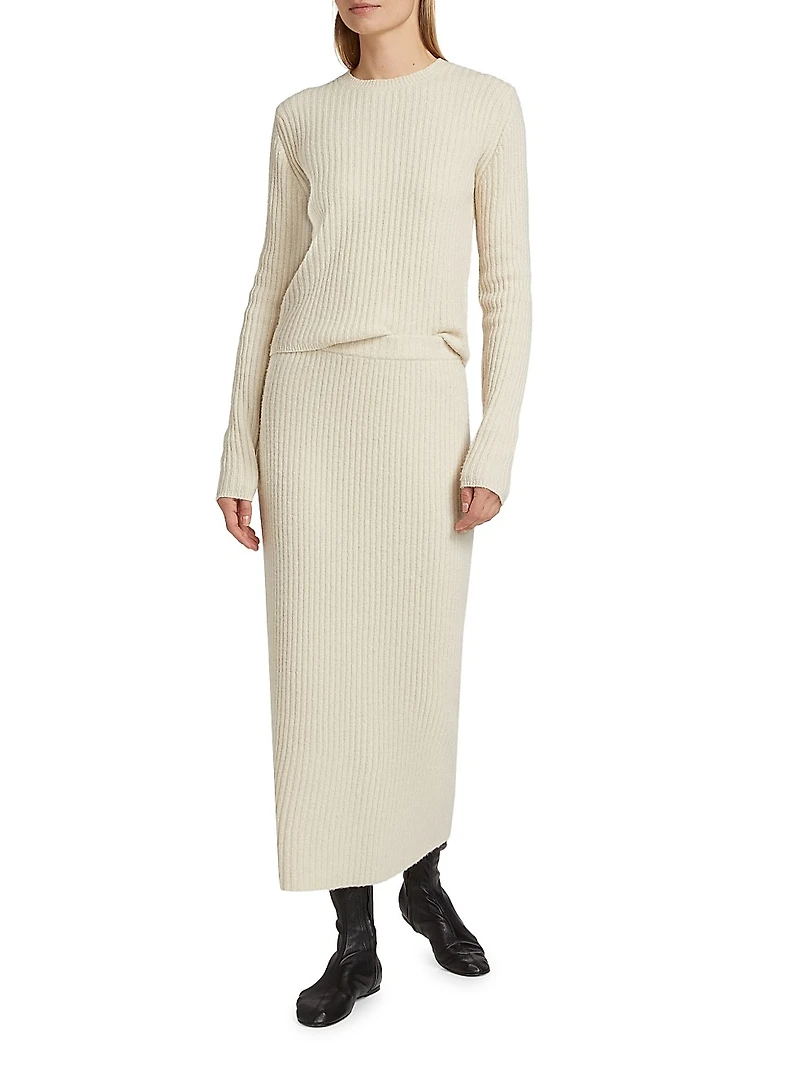 Rib-Knit Wool-Cashmere Maxi Skirt