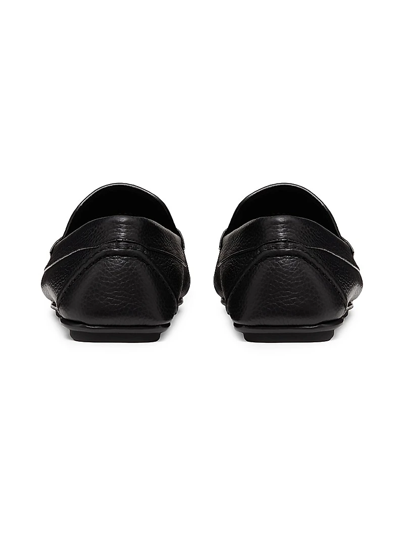 VLogo Signature Grainy Calfskin Driving Shoes