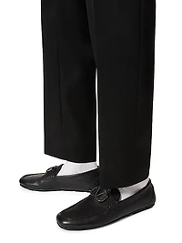 VLogo Signature Grainy Calfskin Driving Shoes