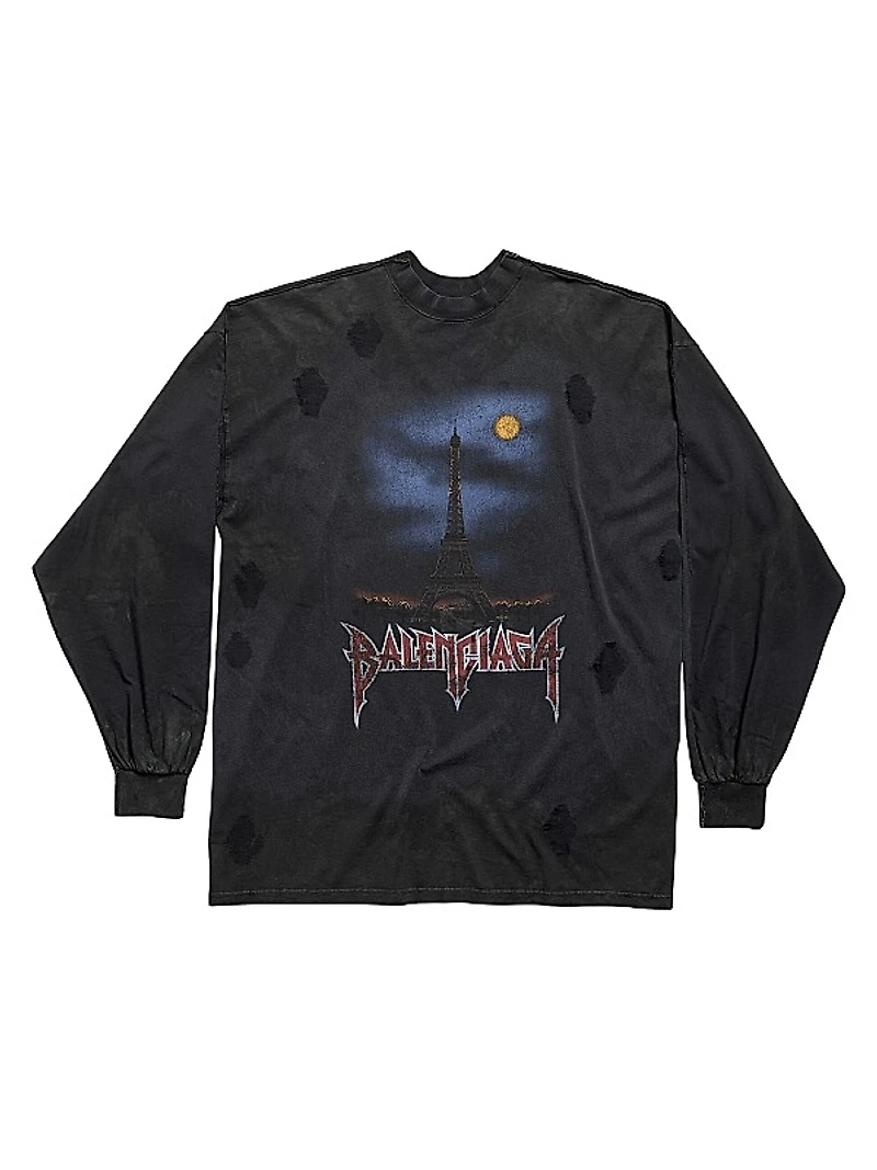 Paris Moon Double Front Long Sleeve Oversized T-Shirt