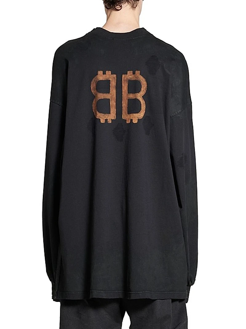 Paris Moon Double Front Long Sleeve Oversized T-Shirt