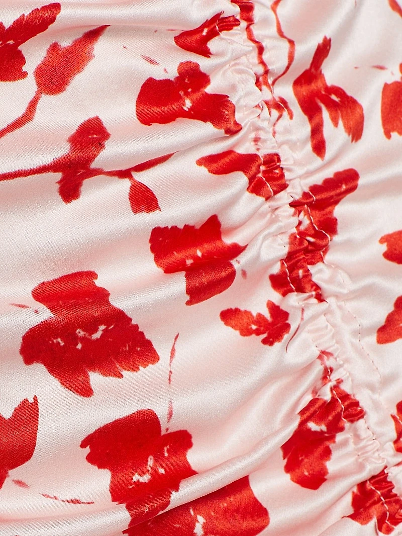 Leaf Silk Ruched Dress