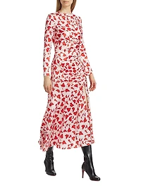 Leaf Silk Ruched Dress