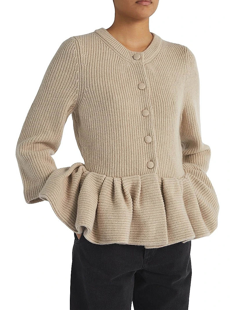 Peplum Cashmere Cardigan