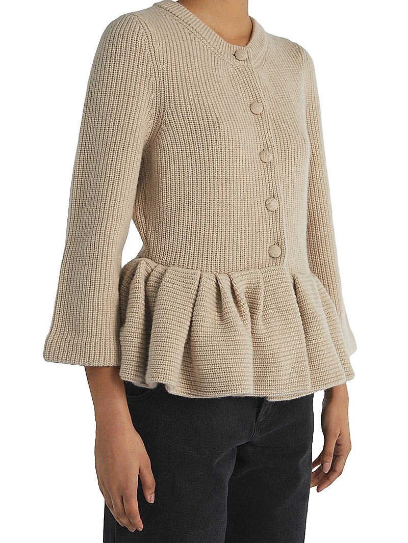 Peplum Cashmere Cardigan