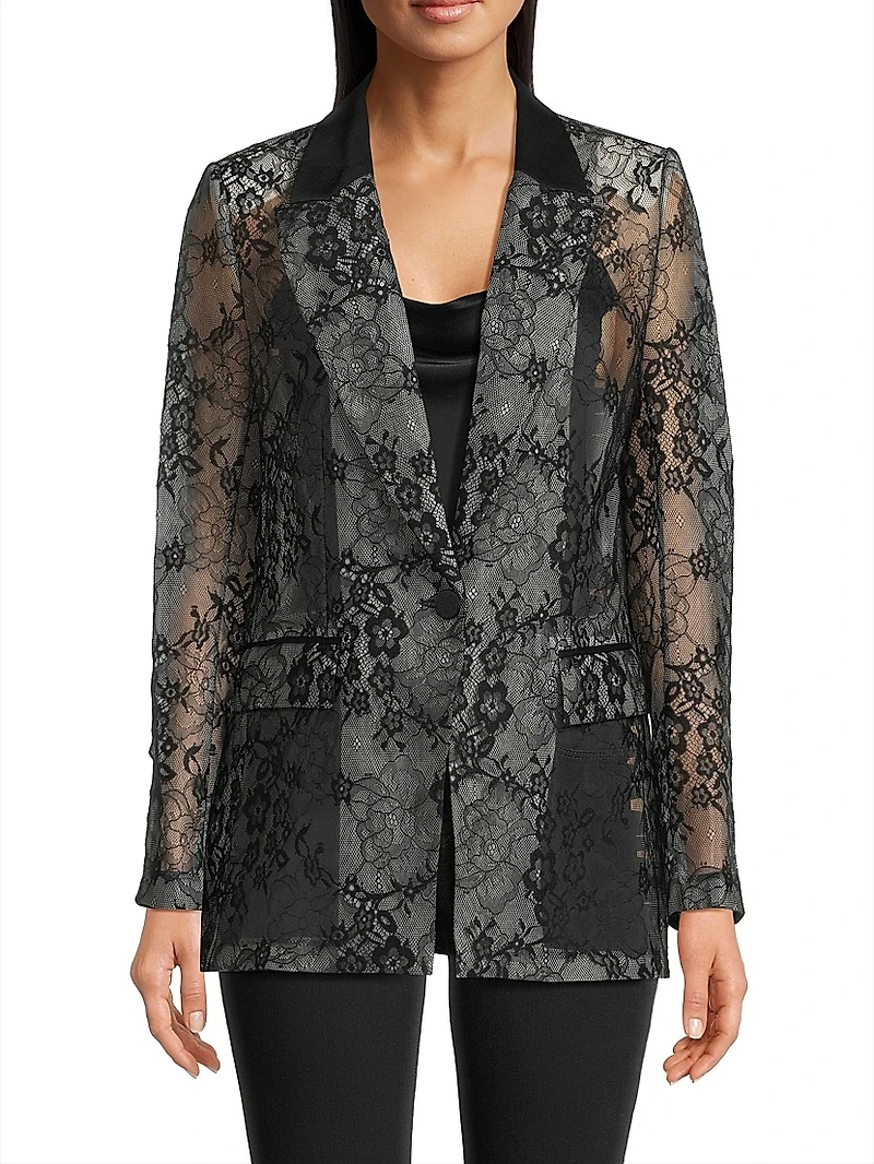 Ari Flocked Chantilly Lace Blazer