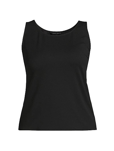 Plus Stretch Crepe Scoopneck Tank Top