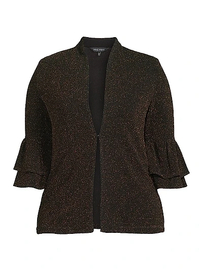Shimmer Flounce-Sleeve Jacket
