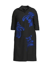 Embroidered Twill Shift Dress