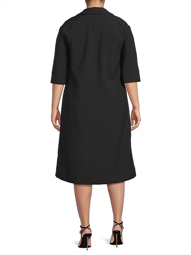 Embroidered Twill Shift Dress