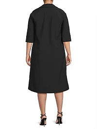 Embroidered Twill Shift Dress