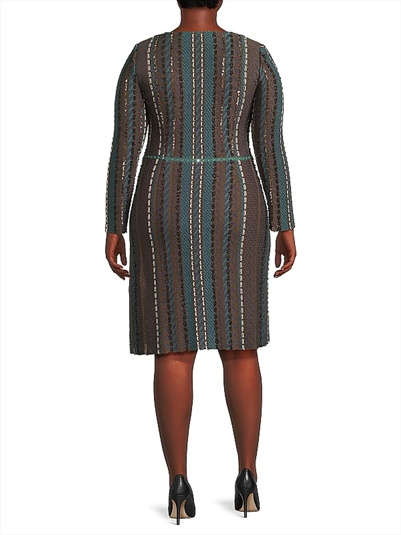 Plus Tweed Long-Sleeve Dress