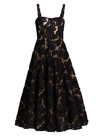 Sabrina Floral-Appliquéd A-Line Midi-Dress