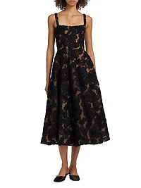 Sabrina Floral-Appliquéd A-Line Midi-Dress