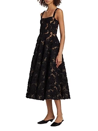 Sabrina Floral-Appliquéd A-Line Midi-Dress
