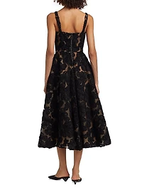 Sabrina Floral-Appliquéd A-Line Midi-Dress