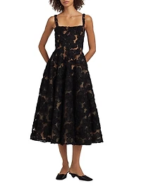 Sabrina Floral-Appliquéd A-Line Midi-Dress