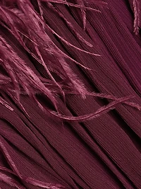 Geisha Feather-Cuff Silk-Blend Gown