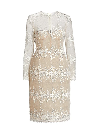 Masey Embroidered Lace Long-Sleeve Midi-Dress