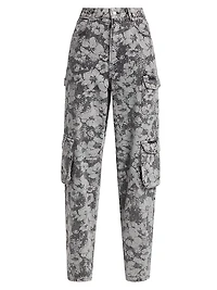 Floral Denim Cargo Trousers