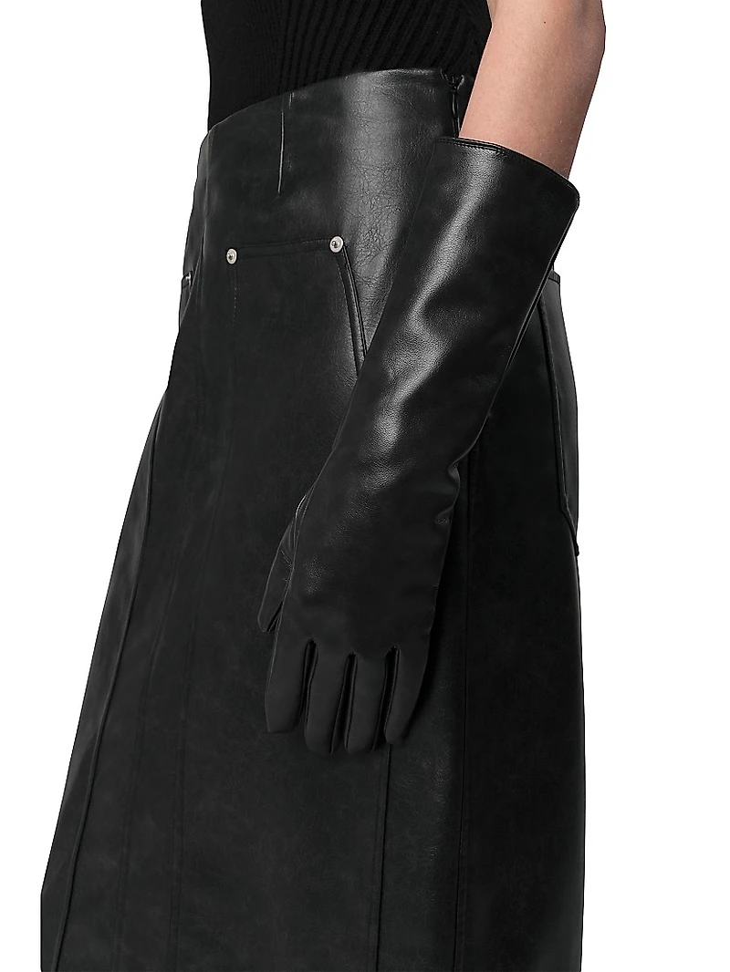 Gwen Faux-Leather Long Gloves