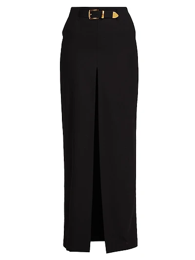 Pierce Cotton Belted Maxi Skirt