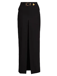 Pierce Cotton Belted Maxi Skirt