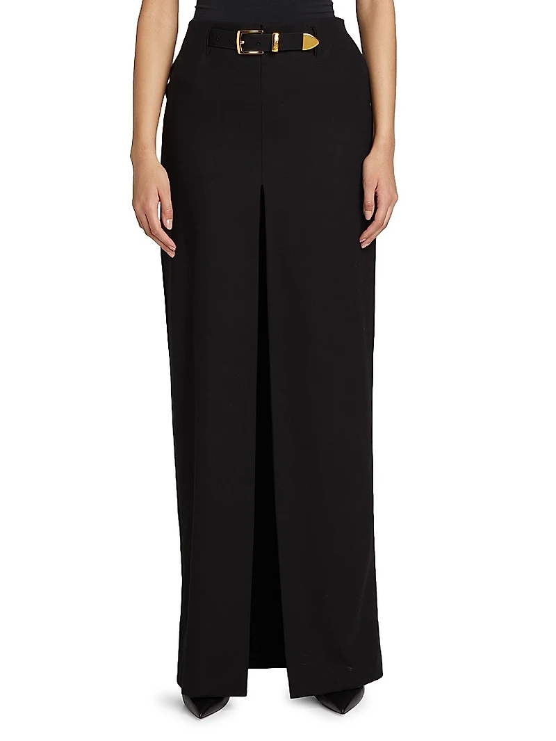 Pierce Cotton Belted Maxi Skirt