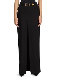 Pierce Cotton Belted Maxi Skirt