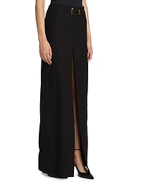 Pierce Cotton Belted Maxi Skirt