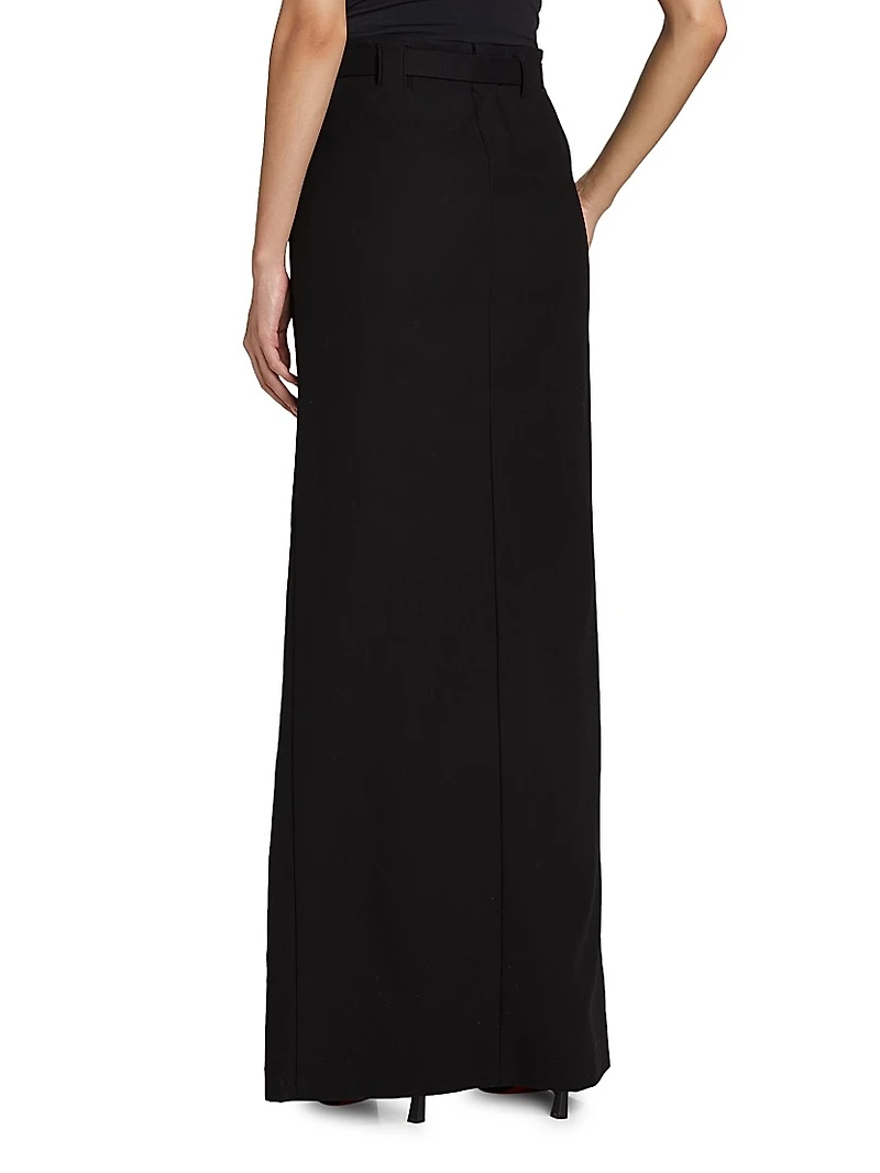 Pierce Cotton Belted Maxi Skirt