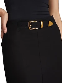 Pierce Cotton Belted Maxi Skirt