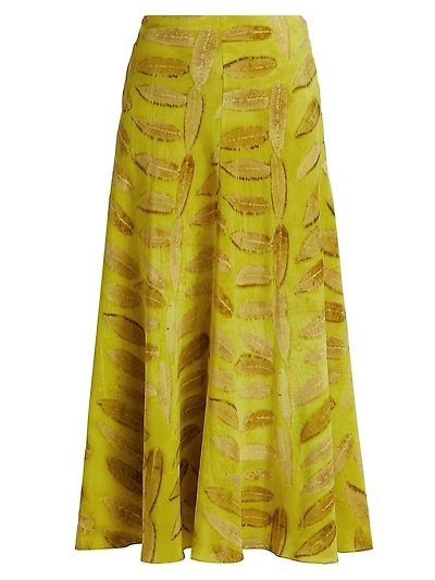 Millie Silk Printed Flare Midi-Skirt