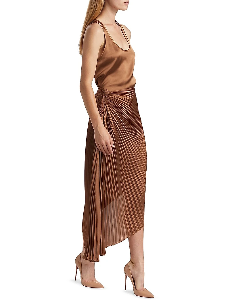 Odelia Asymmetric Pleated Skirt