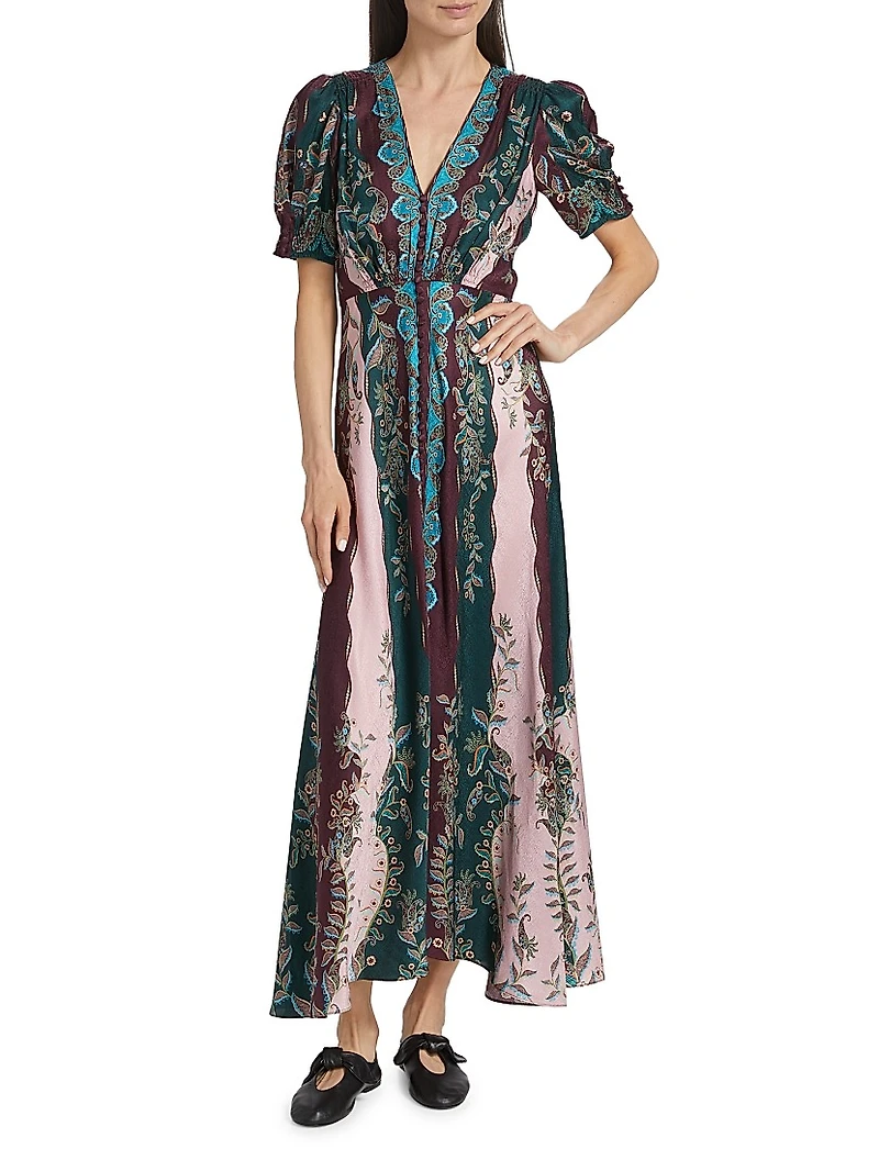 Lea Paisley Silk Maxi Dress