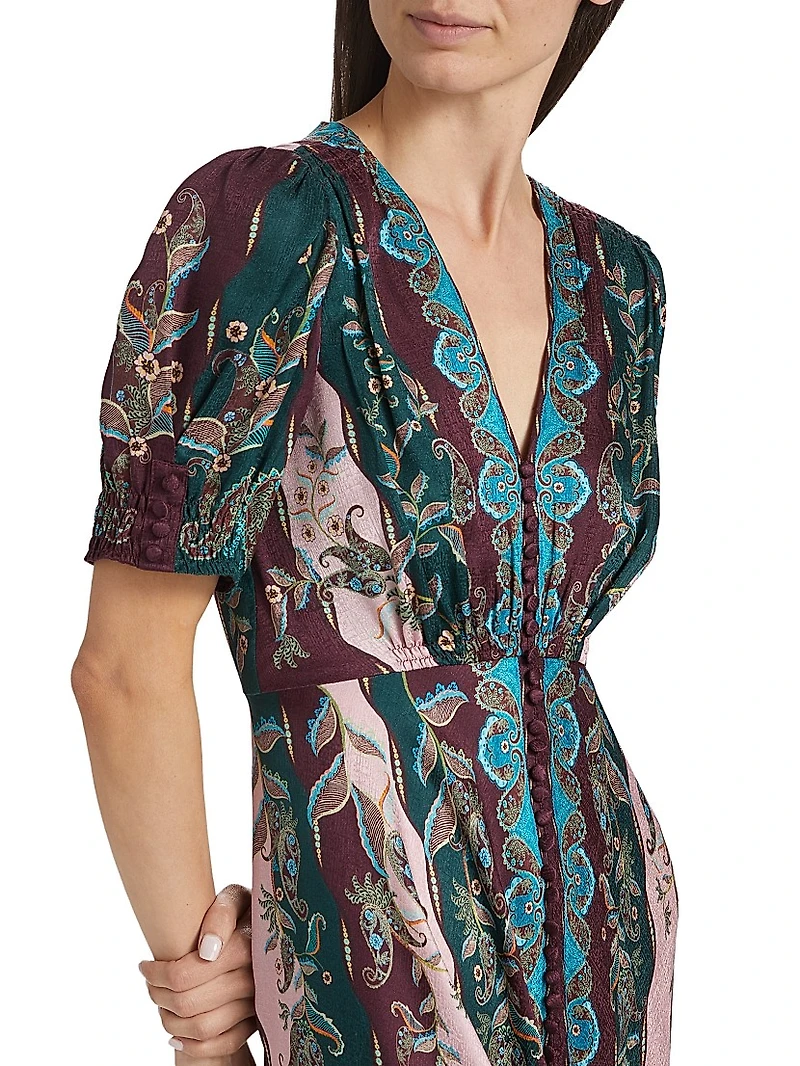 Lea Paisley Silk Maxi Dress