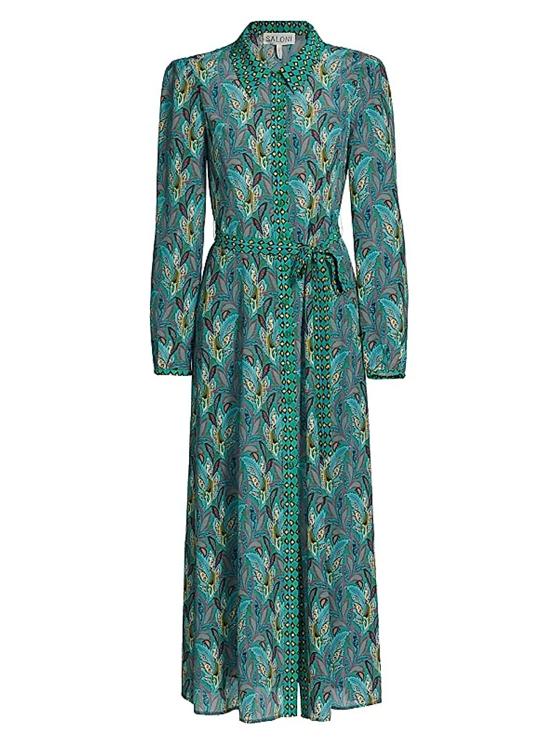 Vanessa-B Silk Tie-Waist Midi-Dress