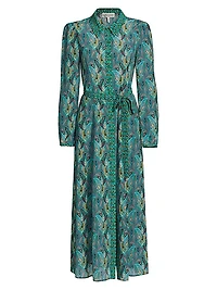 Vanessa-B Silk Tie-Waist Midi-Dress
