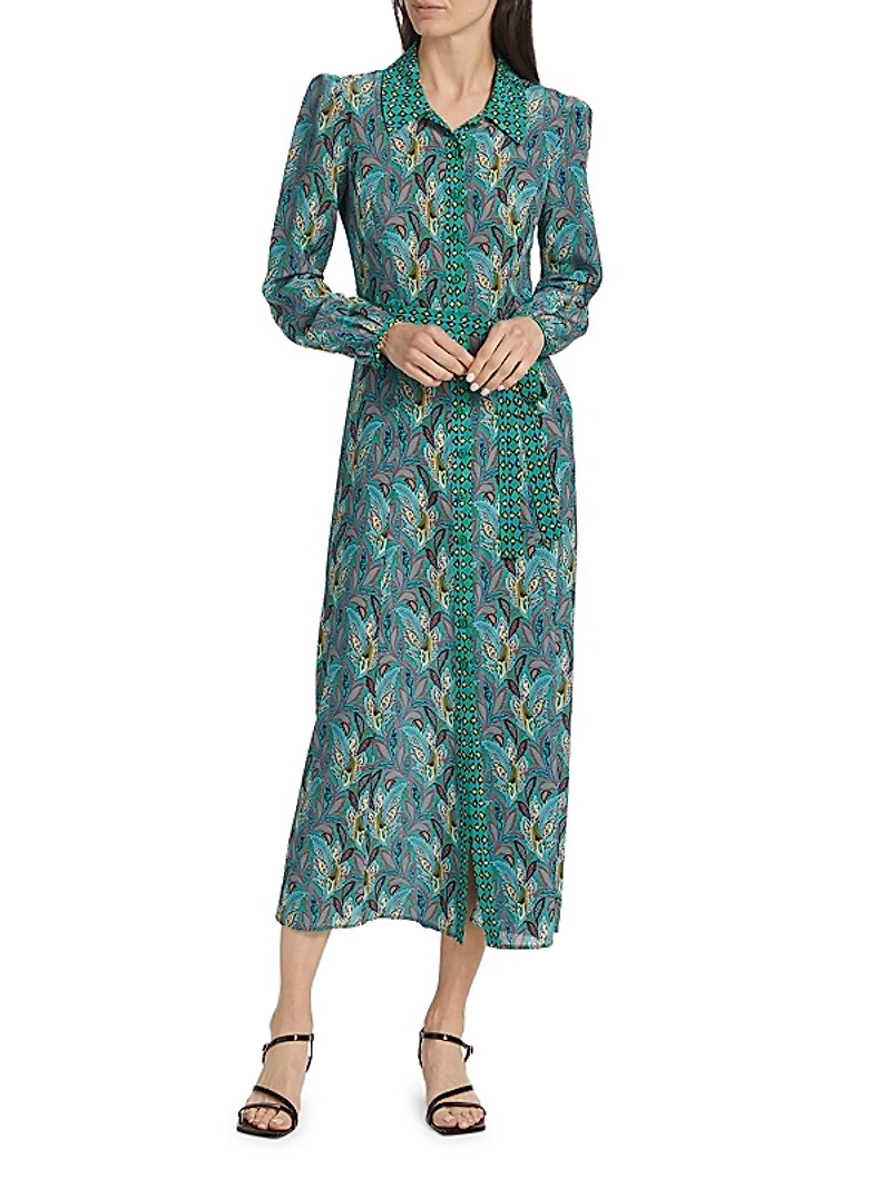 Vanessa-B Silk Tie-Waist Midi-Dress