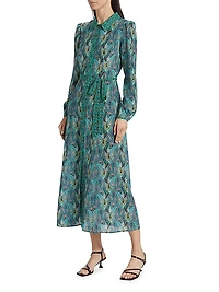 Vanessa-B Silk Tie-Waist Midi-Dress