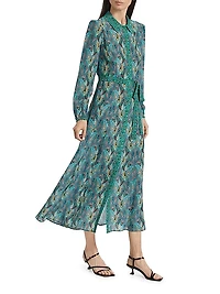 Vanessa-B Silk Tie-Waist Midi-Dress