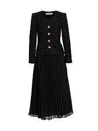 Tinsel Bouclé Chiffon Midi-Dress